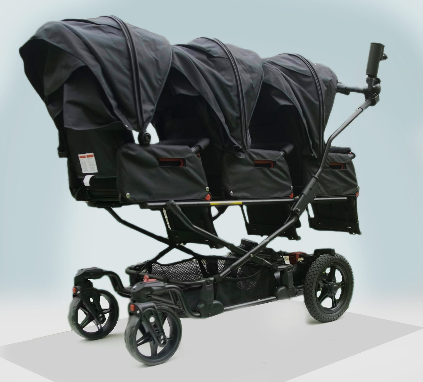 Poussette Électrique Pliable et modulable 2 & 3 Places - Poussette Bébé Triplés 0 à 4 ans - Avec Moteur Électrique & Batterie Rechargeable - Frein Parking - Écran de contrôle - P3S