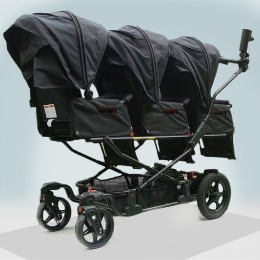 Poussette Électrique Pliable et modulable 2 & 3 Places - Poussette Bébé Triplés 0 à 4 ans - Avec Moteur Électrique & Batterie Rechargeable - Frein Parking - Écran de contrôle - P3S